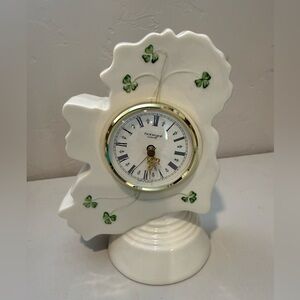 Vintage Donegal Parian China Ireland Desk Clock Shamrocks Germany Emerald Isle